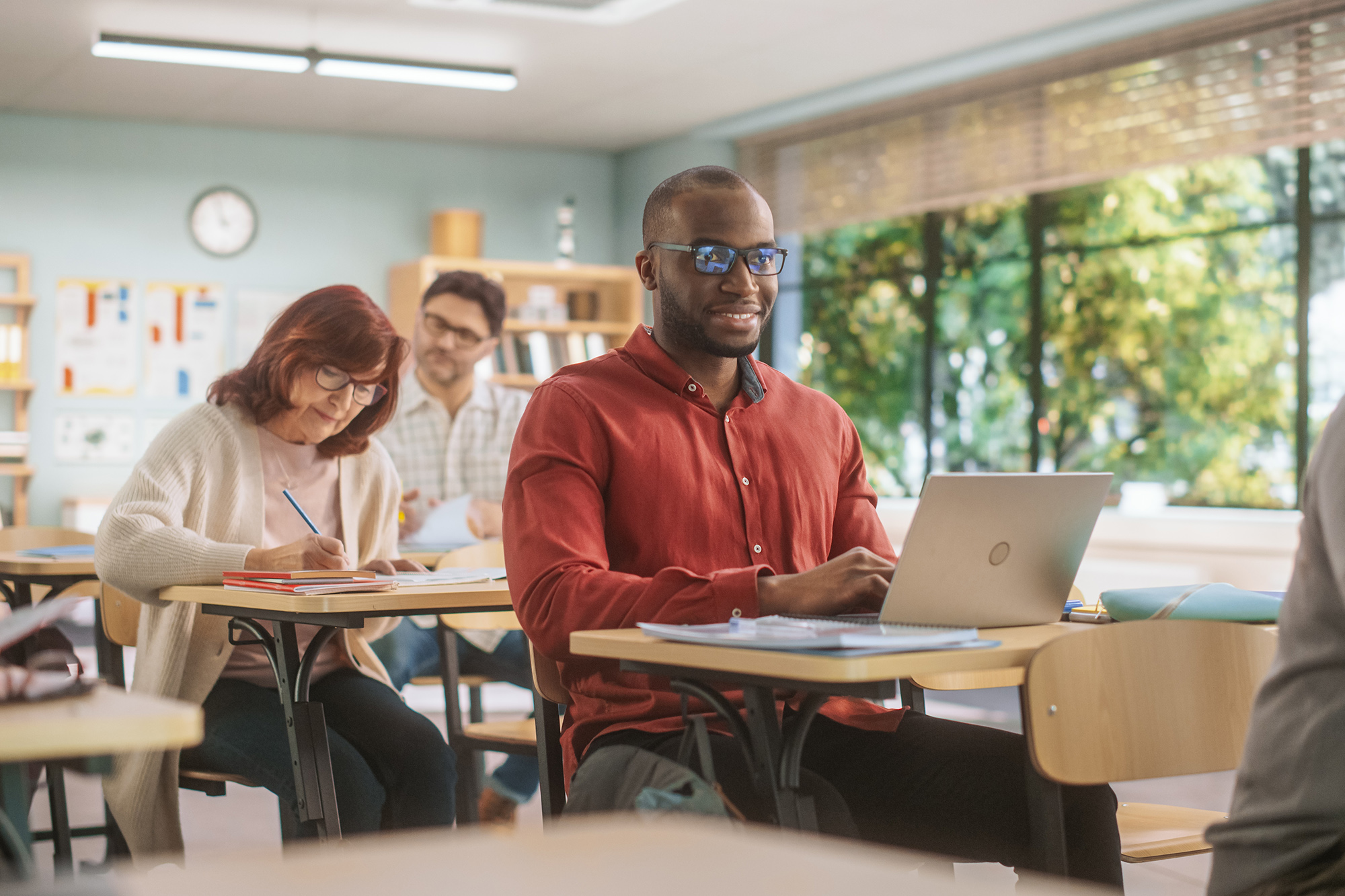 Adult students in a classroom