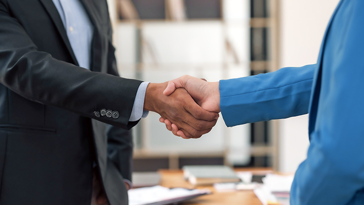 Two individuals shaking hands