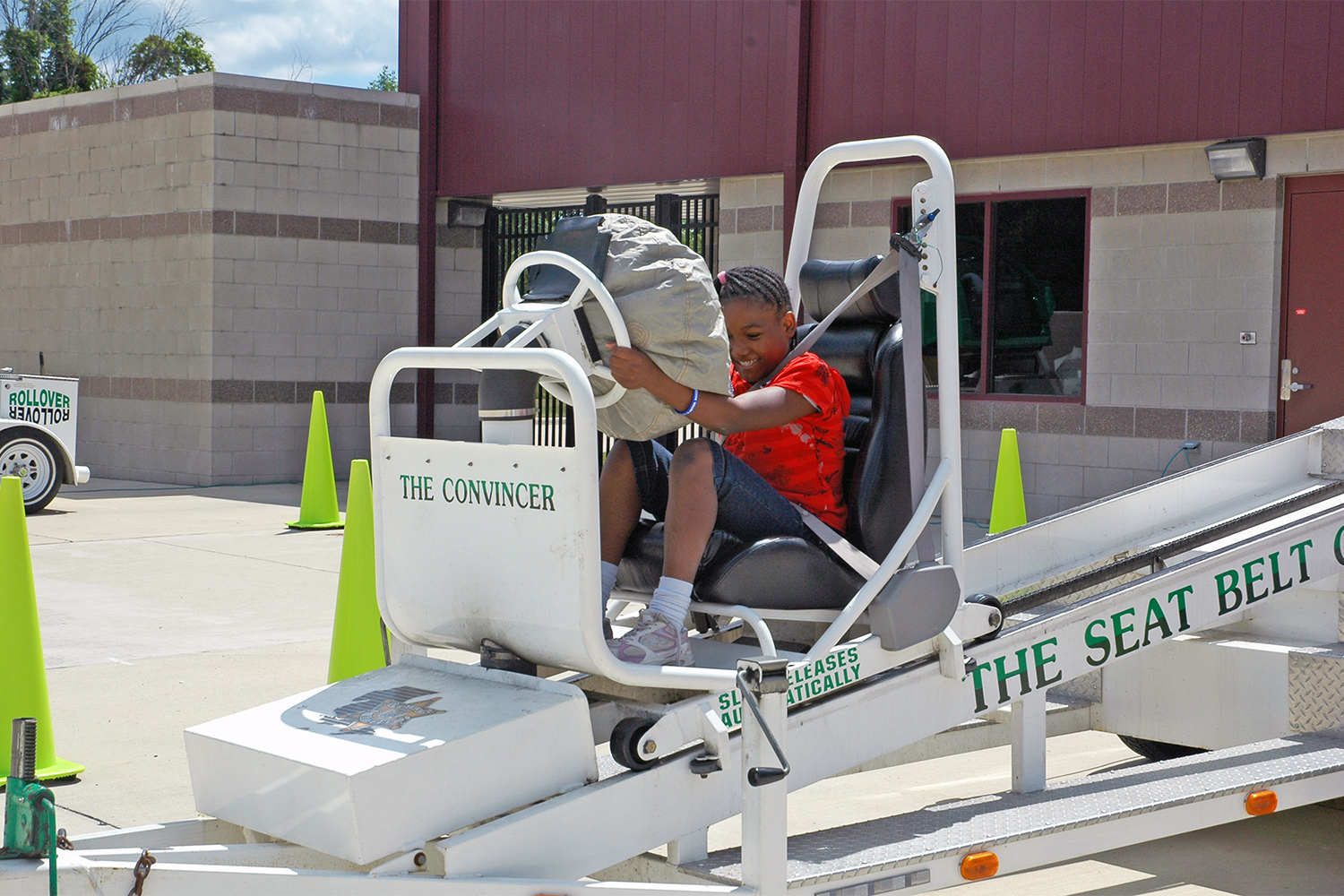 Student using an airbag simulator