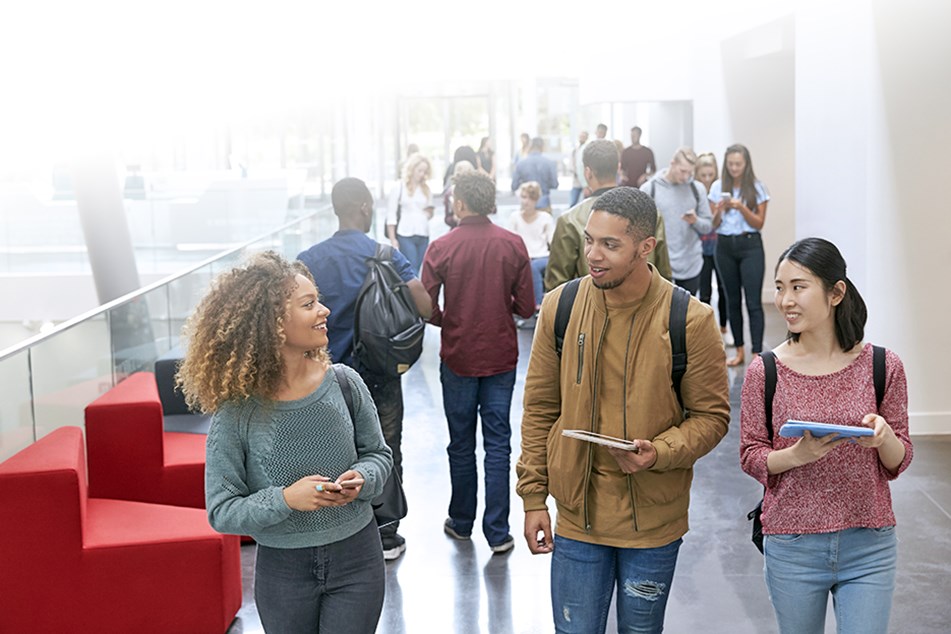 Students walking and talking